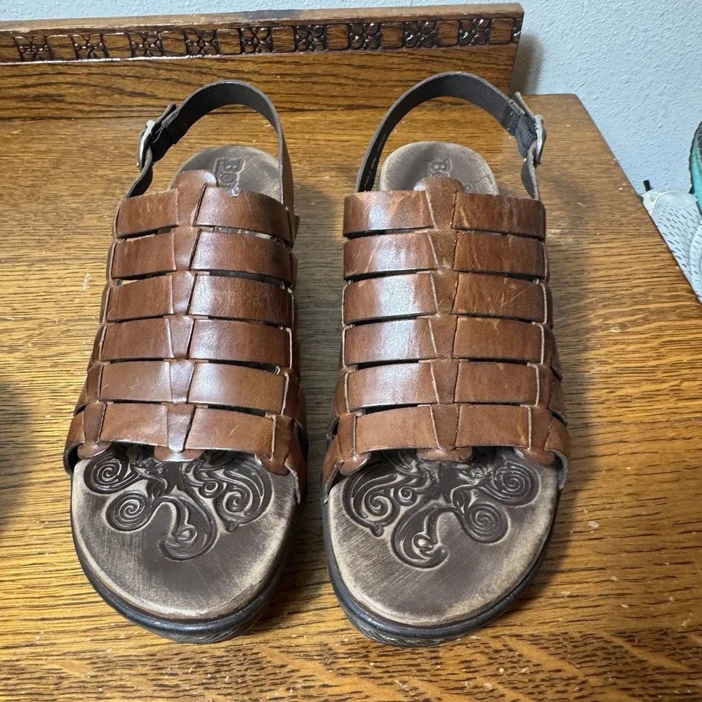 Born Women's Brown Leather Fisherman Sandals Size 9/9.5 M Huarache Mexico